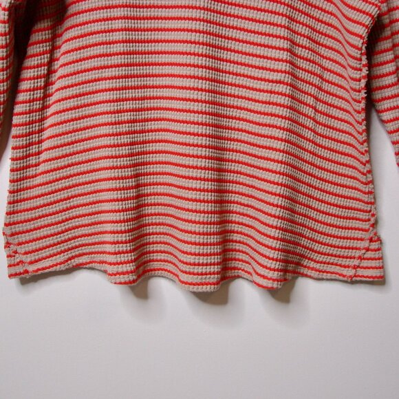 Torrid Crewneck Tee Top Striped Waffle Knit Long Sleeve Beige Tan Red Plus Sz 4X - Picture 11 of 14
